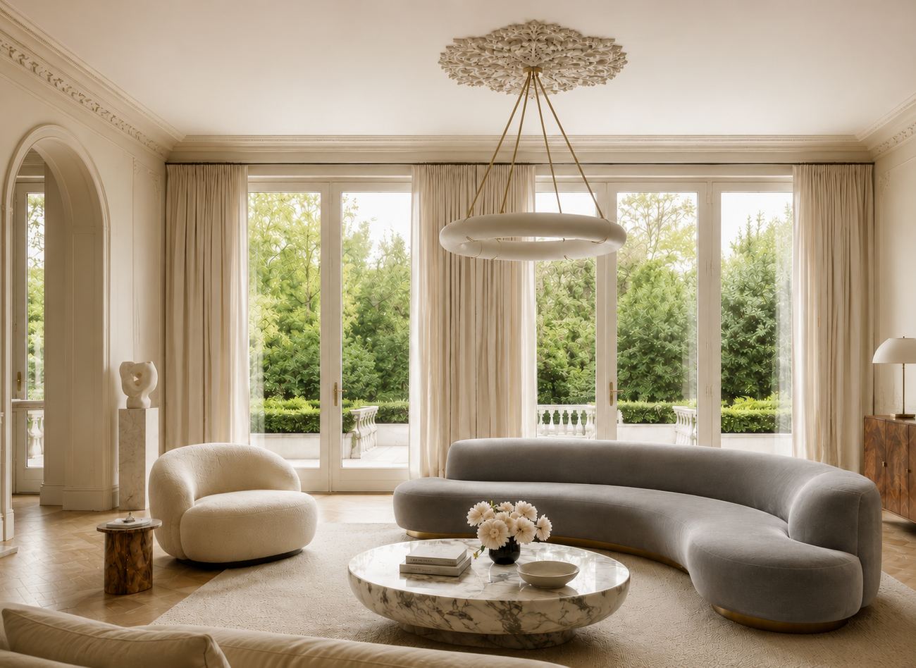 A warm, elegantly kept living room